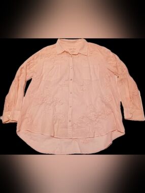 Light Pink Embroidered Button-Up Blouse